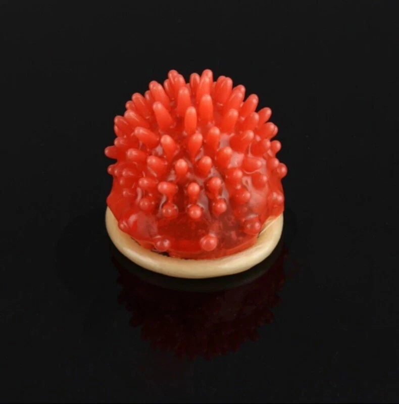 Juego de 5 condones de látex con púas punteadas de coral ultrafinos para hombres productos sexuales Foto 2 de 4