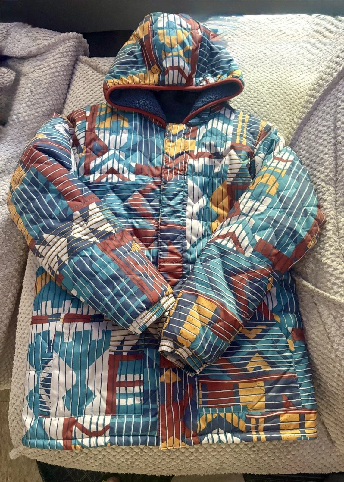 Columbia Kids S Hooded Full Zip Fleece Lined Geometric Multicolor Jacket S 10-12
Opens in a new wind