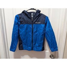 Kids Columbia Blue Windbreaker Jacket Size 8. Lightweight Hoodie. Packable
