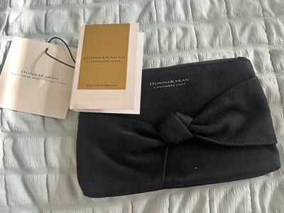 Donna Karan Cashmere Mist Cosmetic Case /Makeup Bag Black Bow/ Parfum sample