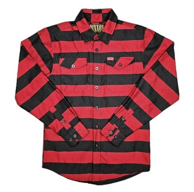 Dixxon Flannel Co Button Up Shirt Mens XS The Cobain Red Black Striped Nirvana