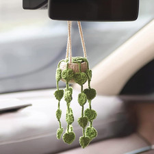 Cute Crochet Plant for Car Rear View Mirror,Boho Hanging Accessories Decor