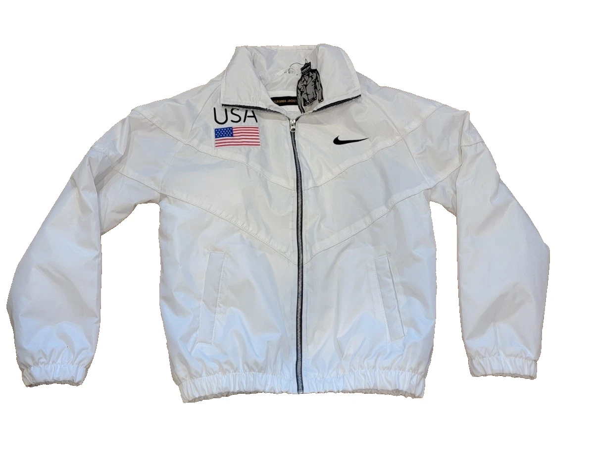 California Jacket Company White Waterproof with USA Patch Unisex Sz XS NEW