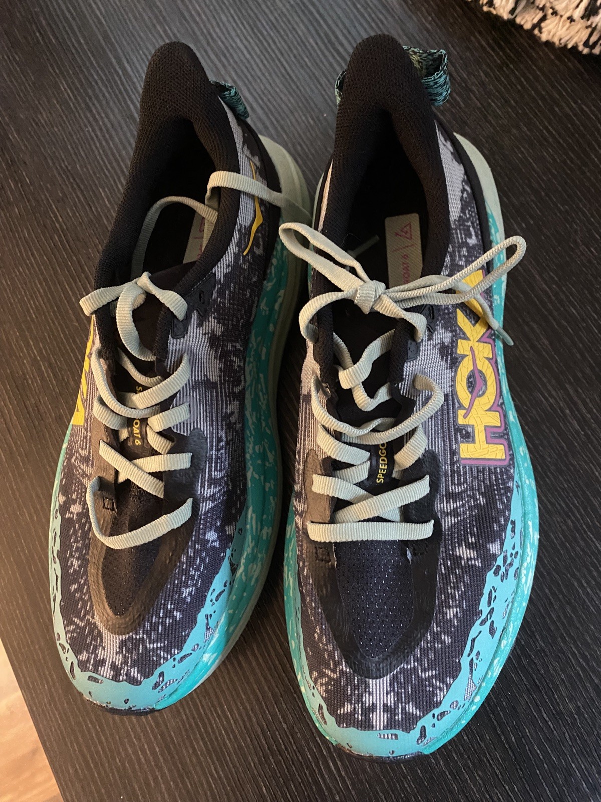 Hoka One One Speedgoat 6 Trail Running Shoes Black Aloe size 7.5 Women's NEW