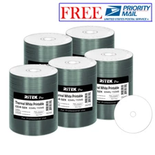 500 Pack Ritek Pro CD-R 52X 700MB White Thermal Hub Printable Blank Media Disc