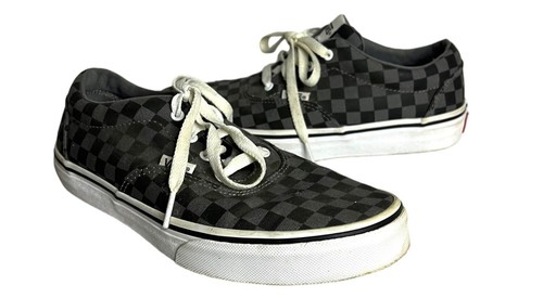 Vans Youth 5.5 Black & Gray Checkerboard Lace-Up Skate Shoes - Picture 7 of 7