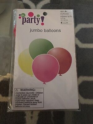 4 Count Jumbo Colorful 17/" Balloons Party Supplies Birthday Shower Rainbow