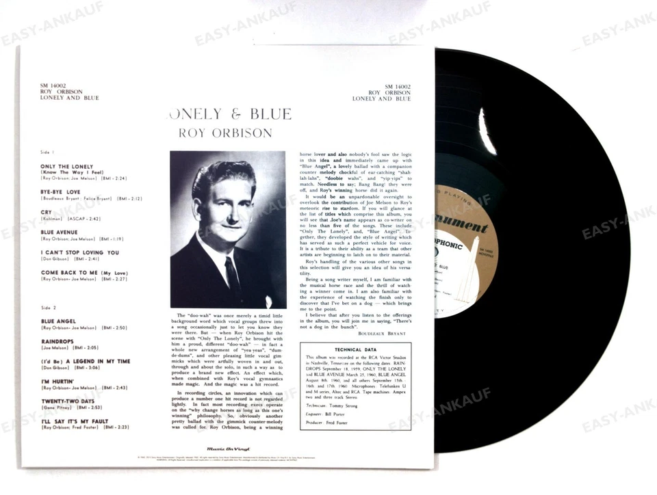 Roy Orbison - Lonely And Blue Europe LP 2014 |* - Image 2 of 2