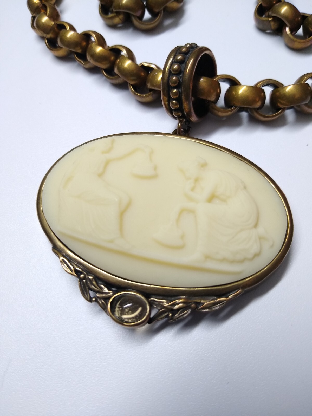 Vintage Designer Signed Extasia Chunky Cameo Bronze Toggle Necklace eBay