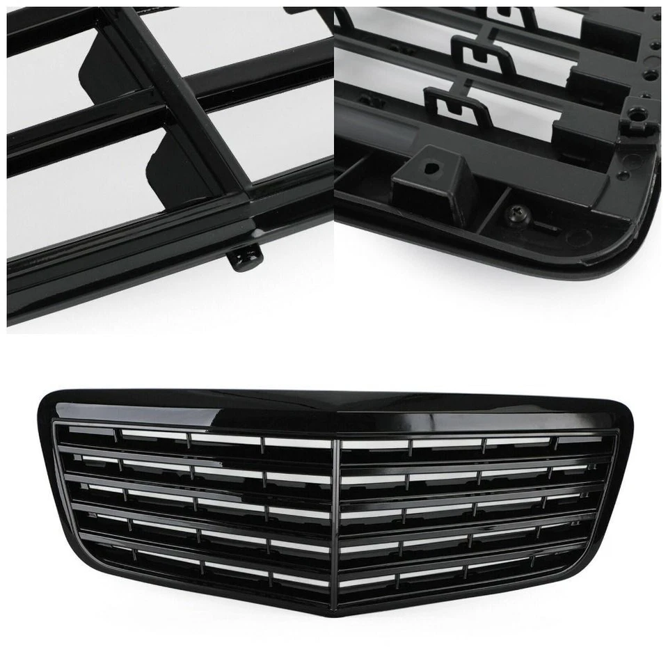 Black AMG Style Grille Grill Fits for 2007-2009 Mercedes Benz W211 E350 E500 Foto 3 de 4