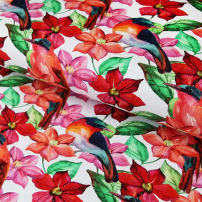 French Terry bunter Blumenmeer auf weiß - Sweat Stoff ab 25 cm Länge