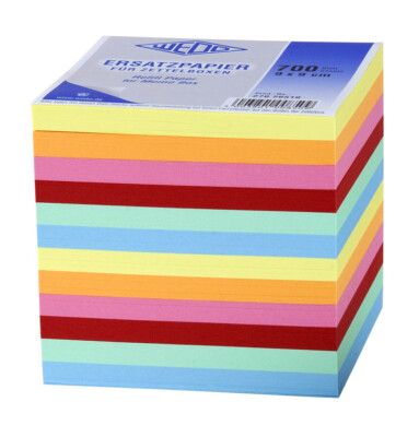 WEDO Zettelboxeinlage Ersatzpapier 9x9cm 7 Farbig 700 Blatt