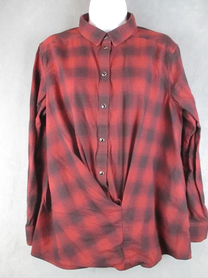 Camisa All Saints para mujer 10 roja a cuadros Kayla cruzada top algodón grunge Foto 2 de 4