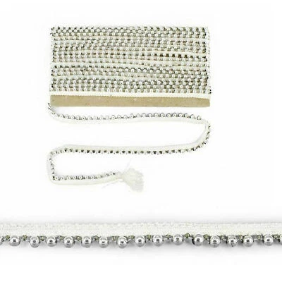 Cinta Borde Mini Perla Encaje Para Dupatta 12/12,5/30mm Dorado Plata Blanco - Imagen 1 de 4