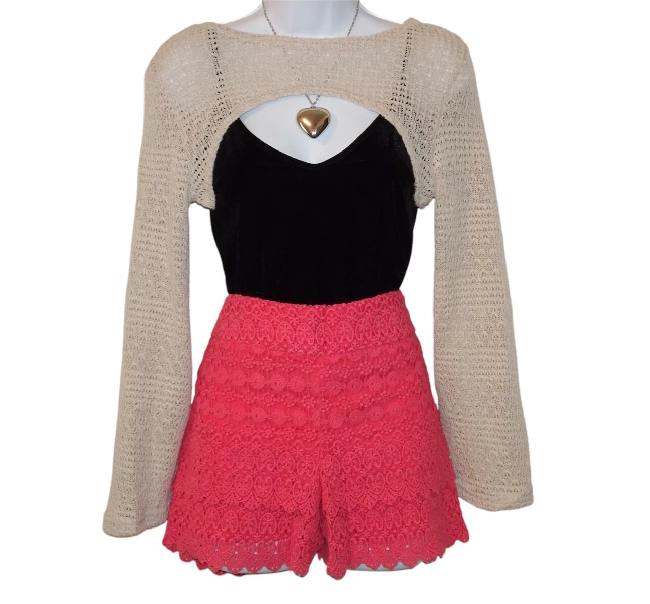 Y2K Crochet Tiered Lace Floral High Waist The Riviera Short Vintage Boho Shorts