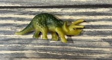 Vintage Green Triceratops Dinosaur Figure Figurine Toy 2.75  