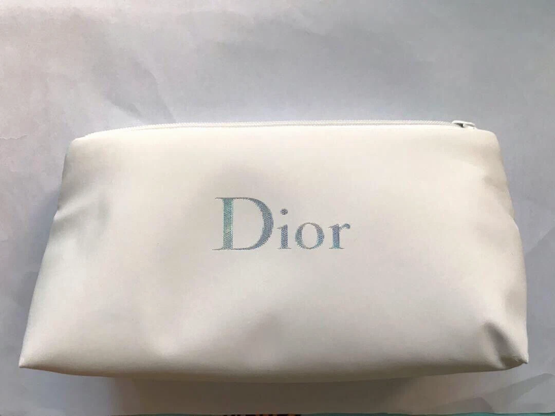 New Dior White Soft Puffy Cloud Makeup Bag Cosmetic Pouch w/ Dior