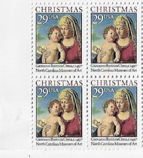 US Madonna & Child by Giovanni Battista Cima 29c Stamp Block of 4 Scott #2789