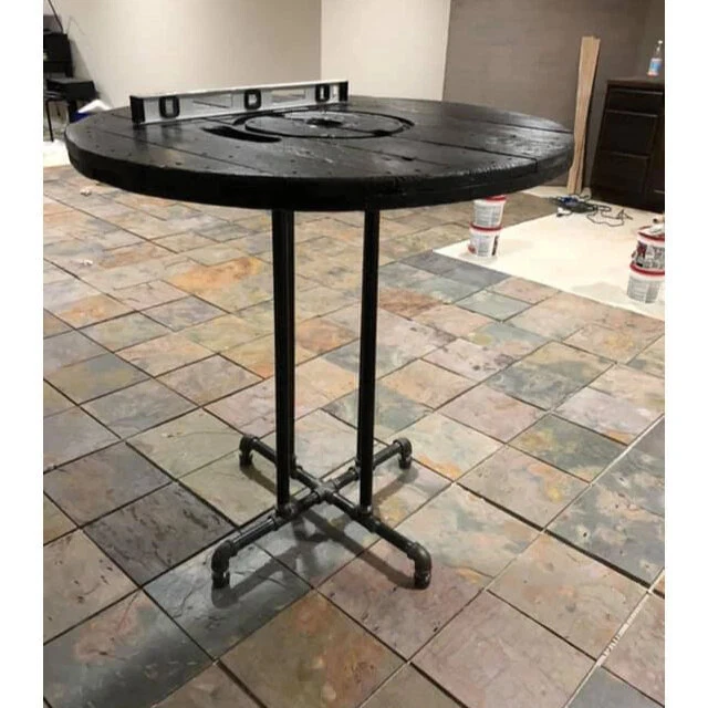 Black Pipe Table Base "DIY" Parts Kit, 3/4” pipe x 30" Tall PUB Table Frame Kit - Image 3 of 4