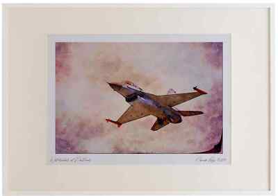 661085 RNLAF General Dynamics RF.16B Falcon In Flight Aquarell Bilderrahmen