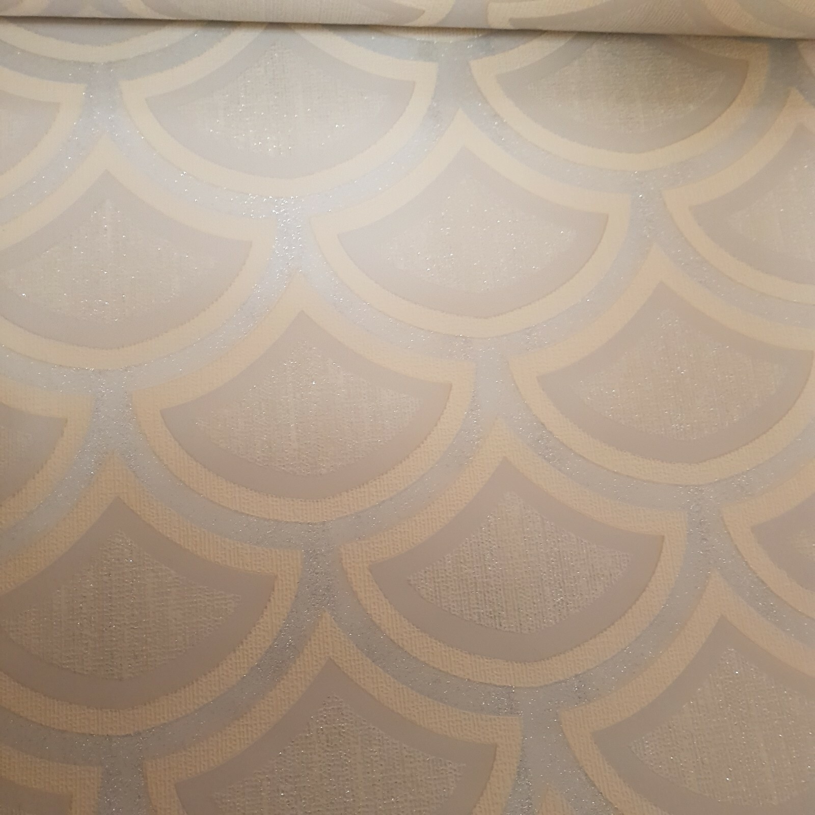 Grey Cream Silver Glitter Geometric Wallpaper Slightly Imperfected eBay