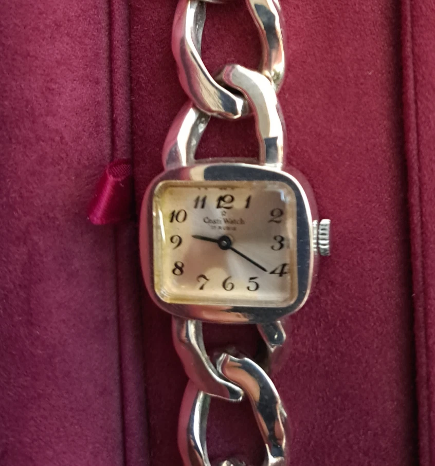 OROLOGIO POLSO ARGENTO 800 ANNI 60 bracciale argento massiccio - Immagine 3 di 4