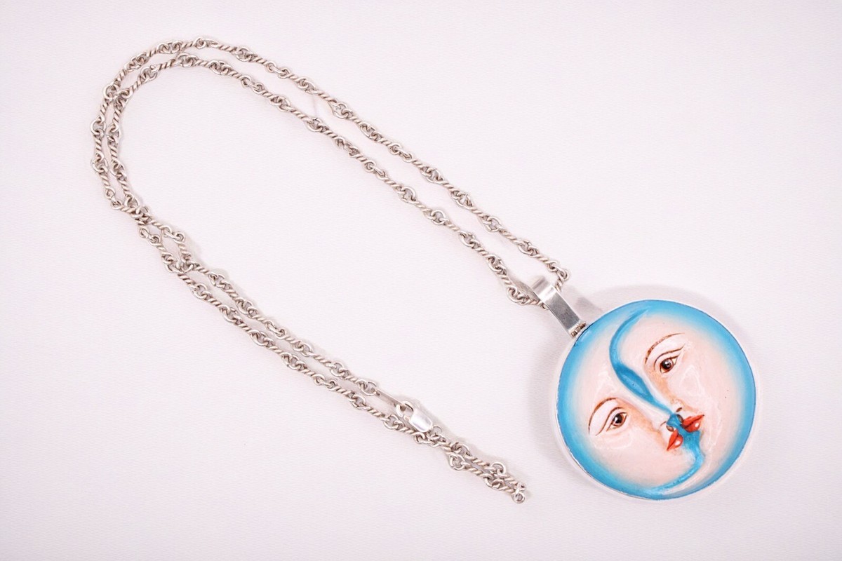 SERGIO BUSTAMANTE 太陽　月　星　シルバー925 ペンダント Sergio Bustamante Moon Face Pendant: Sterling Silver Man on