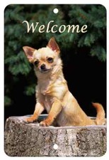 Chihuahua Tan Aluminum Indoor/Outdoor Welcome Sign