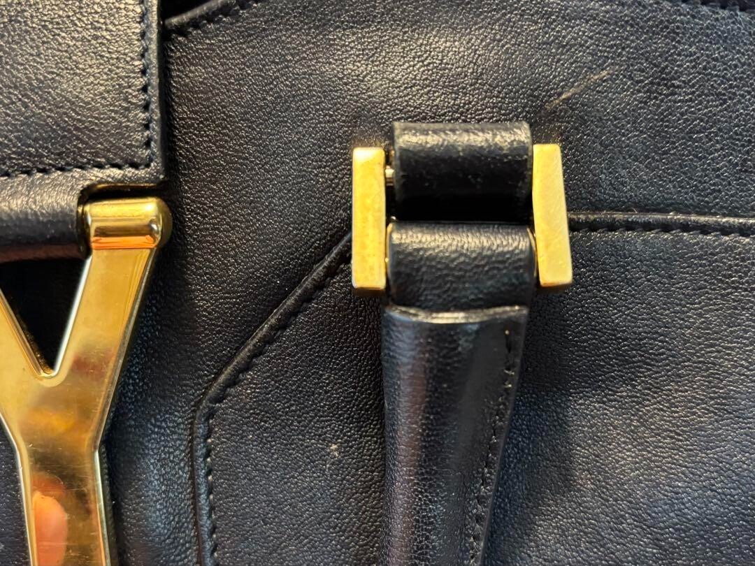 Borsa a tracolla Yves Saint Laurent YSL Cabas chic pelle blu navy autentica F0214827