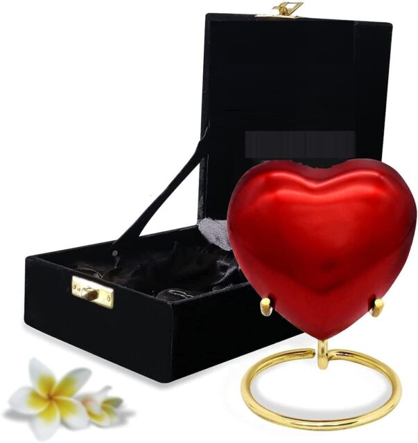 Red Heart Cremation Urn for Ashes Keepsake Urn With Box Stand Gift For Your Love