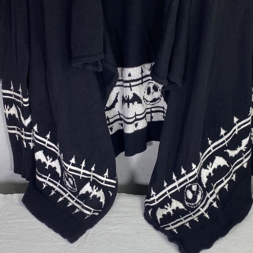 Nightmare Before Christmas Cardigan Shrug Wrap Jack Skellington Bats Black Sz M - Picture 3 of 11