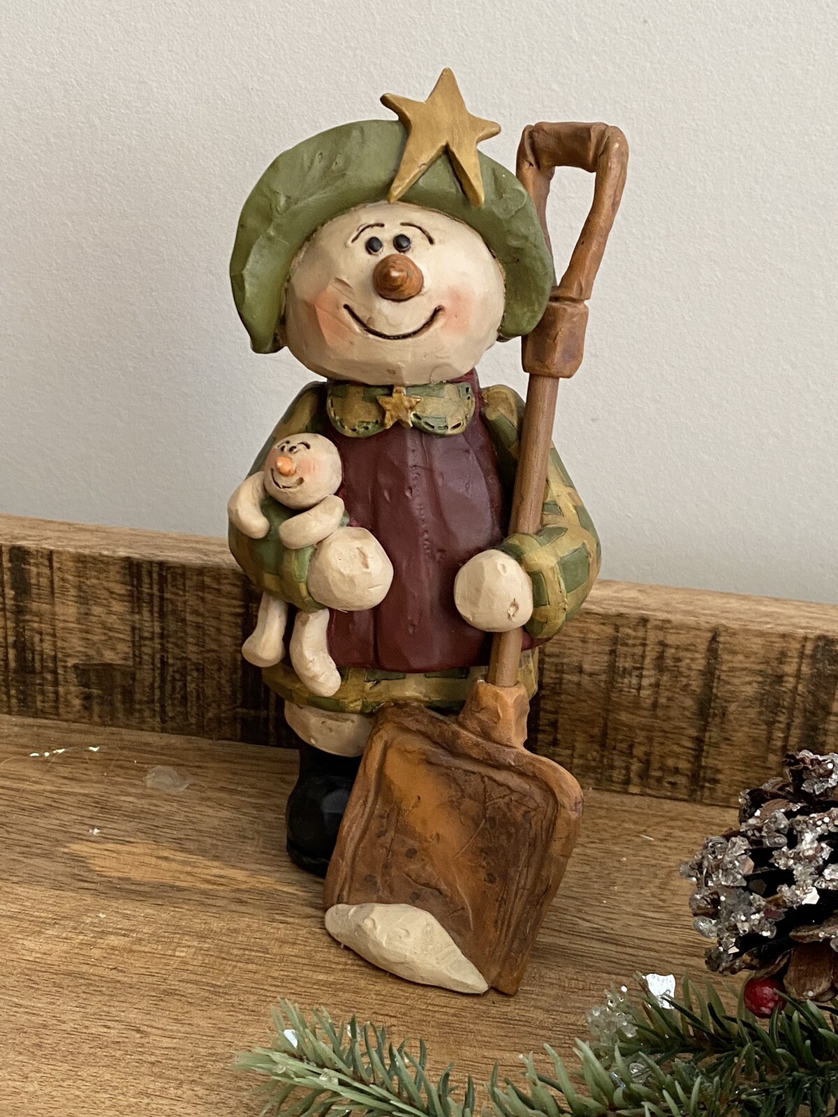 Blossom Bucket Winter Christmas Snow Woman Lady Figurine Shovel Baby Suzi