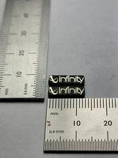Infinity Tweeter Badge Emblem Logo Name Plate SMALL SIZE 13mm X 4mm Gold Pair 