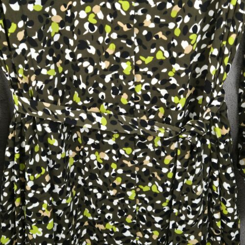Chico’s 3.5 Maxi Shirt Dress Size XL/18 Olive Green Abstract Dot Office Career - Picture 11 of 18