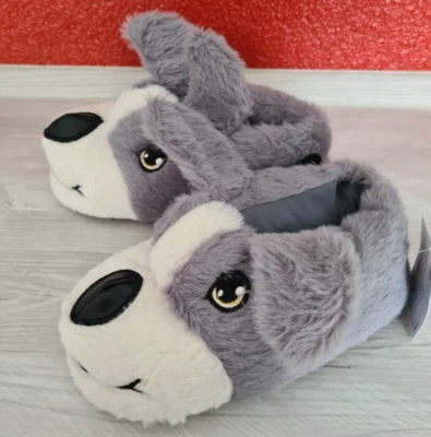 DEFACTO Kinder Hausschuhe Hund grau cremeweiß GR.33/35 NEU mit Etikett