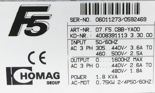 KEB HOMAG Combivert F5-Servo 07.F5.CBB-YA00 servo controller 07F5CBB-YA00 -used- - Picture 5 of 5