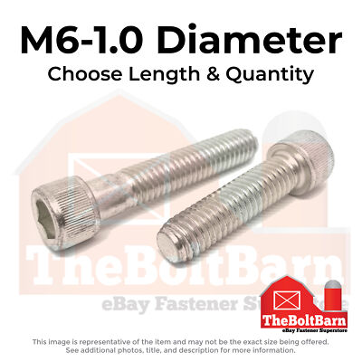M6-1.0 Metric Stainless Coarse Socket Head Cap Screws (Choose Length & Qty)