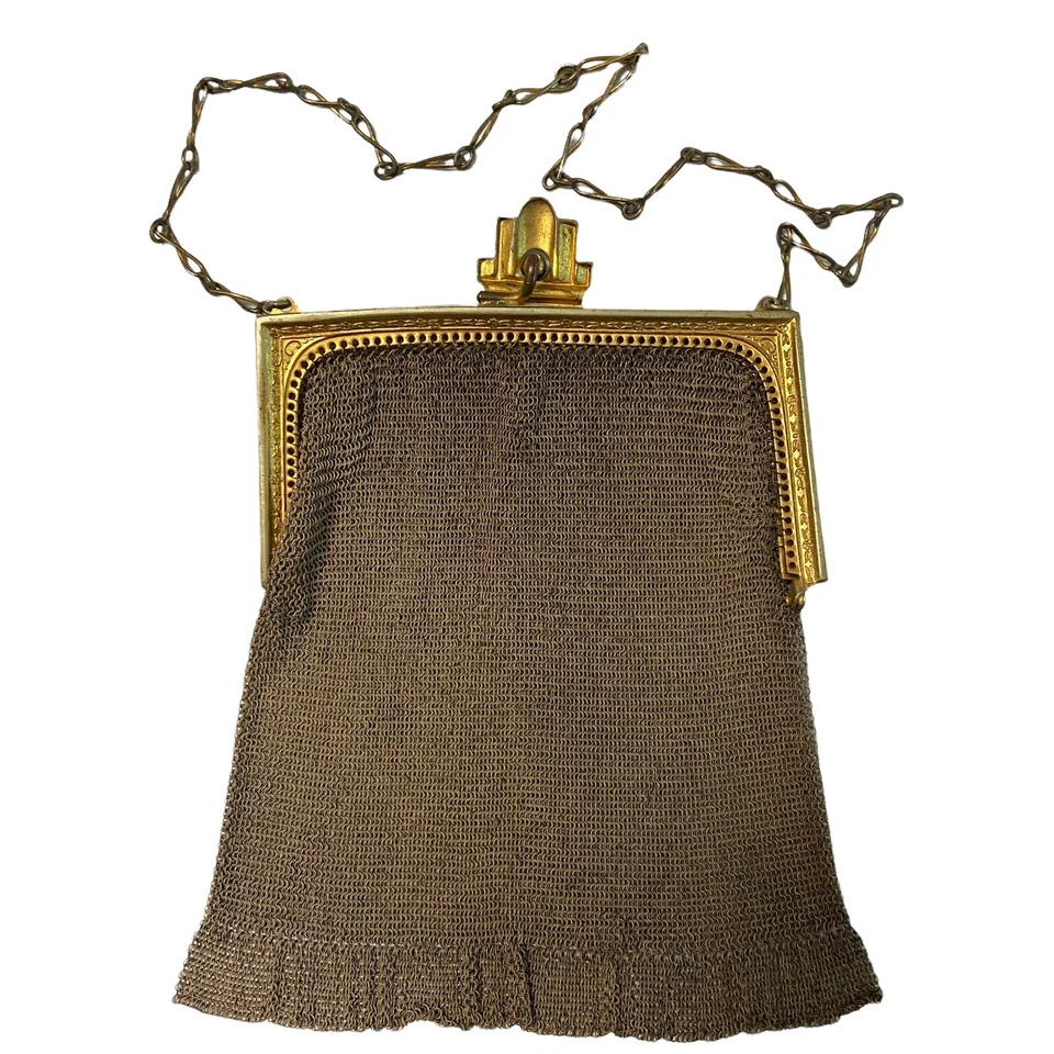 Bolso Cartera Vintage WHITING & DAVIS "EL-SAH" Art Deco Esmalte Malla Metal Foto 4 de 4
