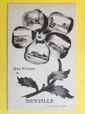 Old postcard Une PENSÉE de DONVILLE les BAINS Manche De Charles son Frère à Hélène Royer