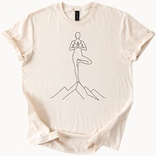 Yoga Tree Pose Mountain Top Tee Meditation Zen Shirt