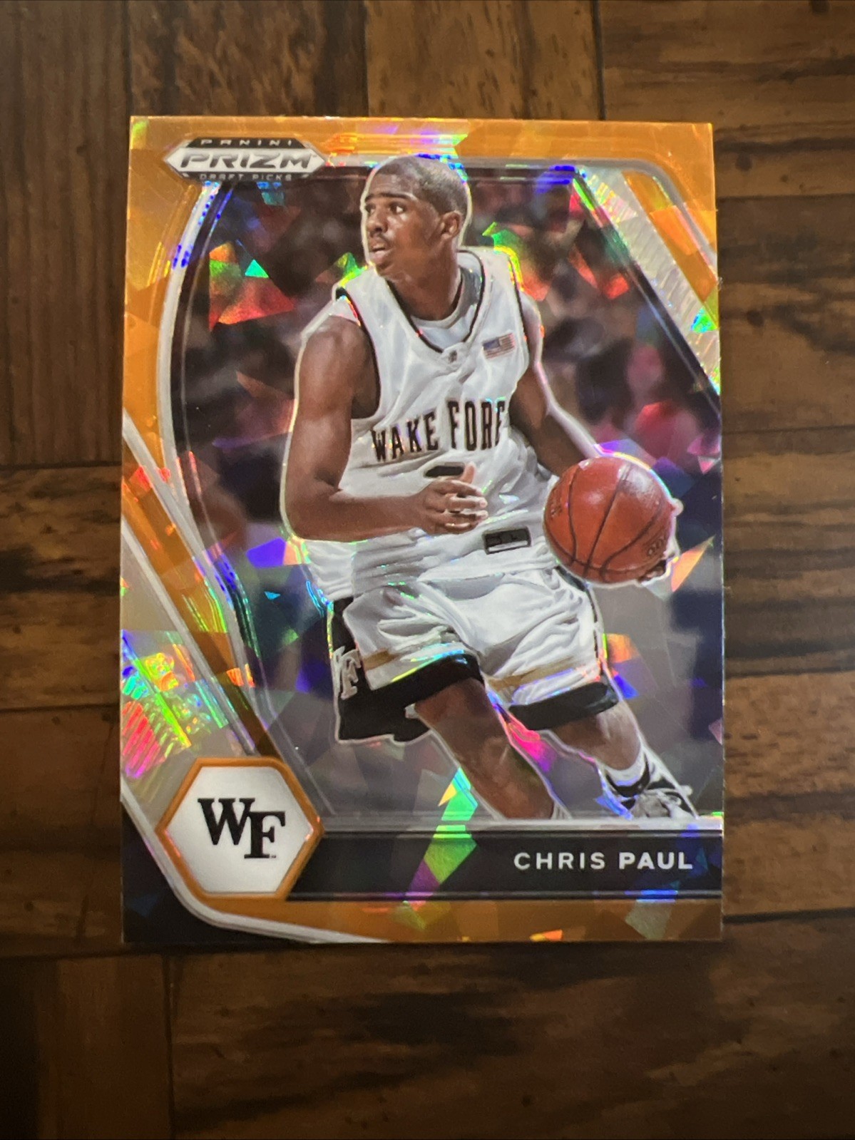 2021-22 Chris Paul Panini Prizm Draft Picks Orange Cracked Ice #68 Wake Forest