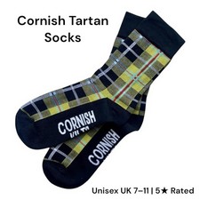 Cornish National Tartan Socks, Unisex UK 7-11, Celtic Gift Idea, St Piran's Day
