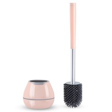 BOOMJOY Toilet Brush and Holder Set, Silicone Bowl 1 Pack Pink, Pink