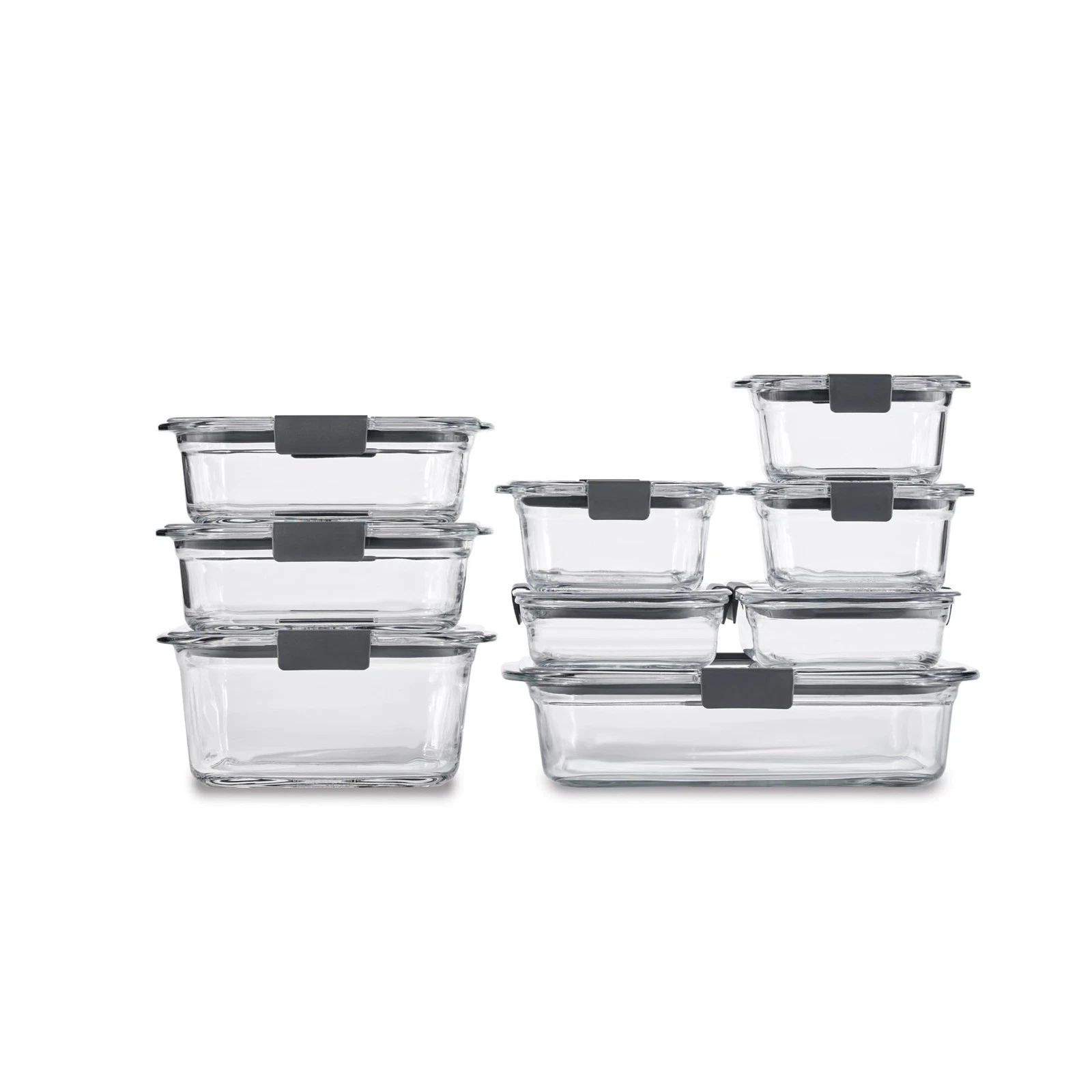 Rubbermaid Brilliance Glass Food Storage Containers, Assorted Sizes, Set of 9,