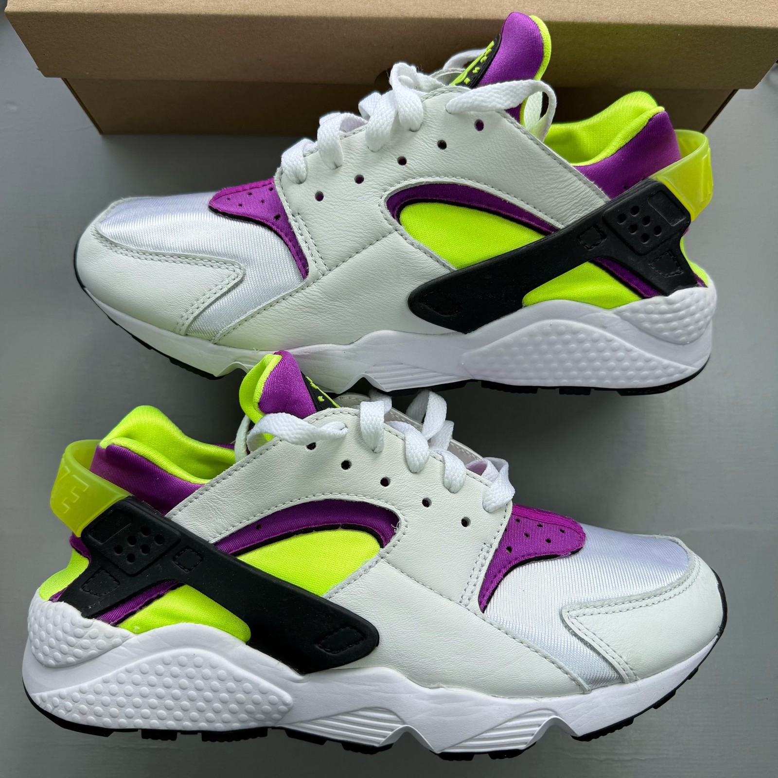 Nike Air Huarache Size UK 7 Magenta Neon Yellow Persian Mens Trainers DD1068-104