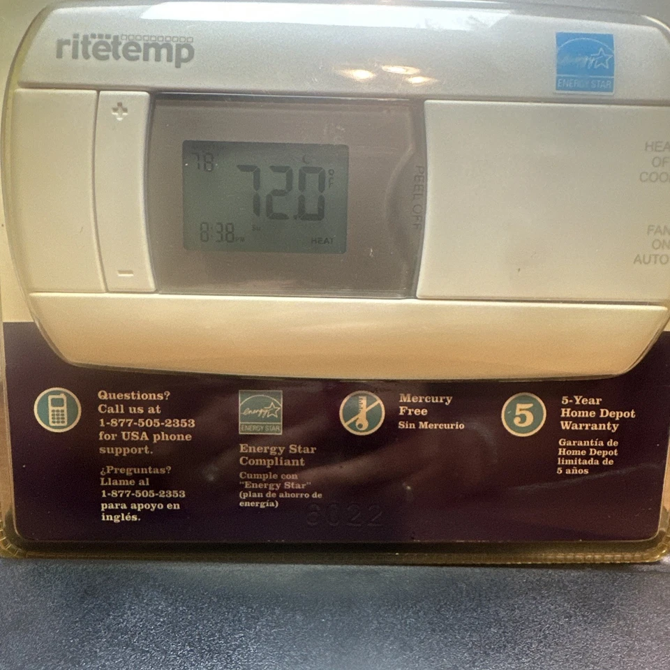 Rite Temp 6022 5-1-1 Universal Programmable Thermostat White New House Heat - Image 2 of 4