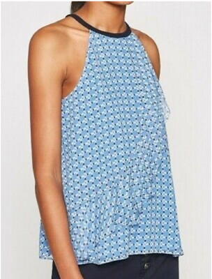 Joie Corisande French Chambray Halter Top Size L 100% Silk Womens Blue Sku#44