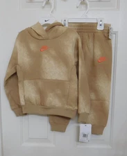 NWT 2pc Nike Beige Tan Hooded Sweatshirt & Joggers Set sz 3t or 4t