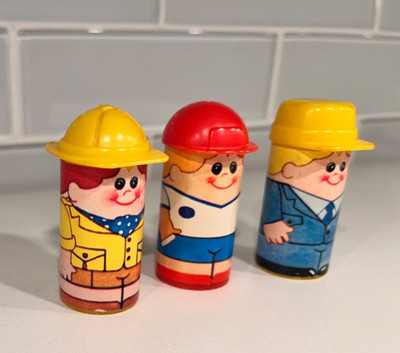 3 Vintage Chicco 2  Figures Kids Toy 1970s- 1980s Rare Business Tennis Rain Coat