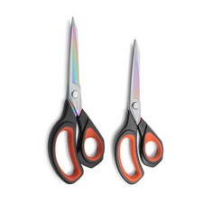 2 Pack Premium Tailor Scissors Heavy Duty Multi-Purpose Titanium Coating Forg...